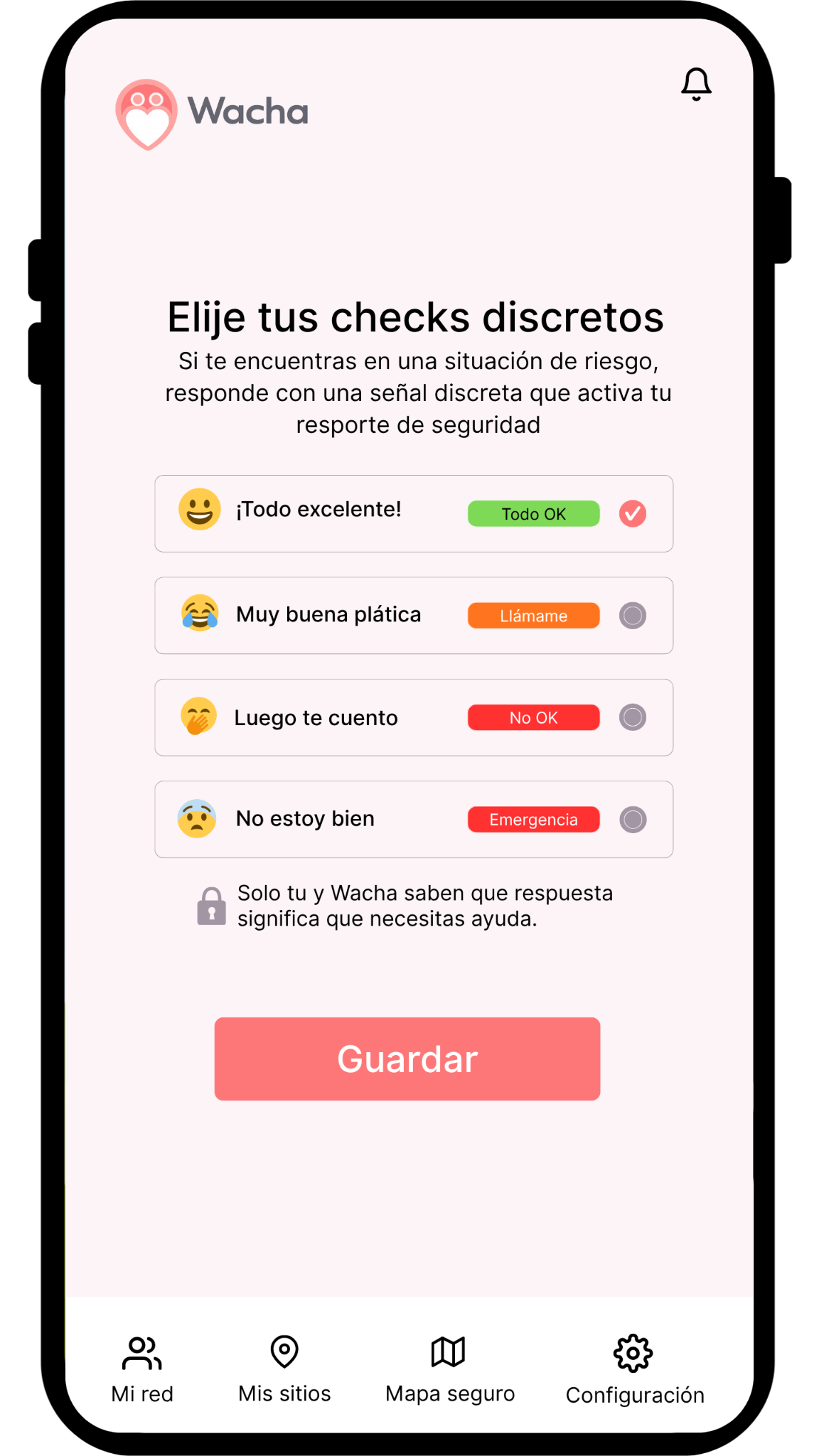 Check-ins discretos Wacha