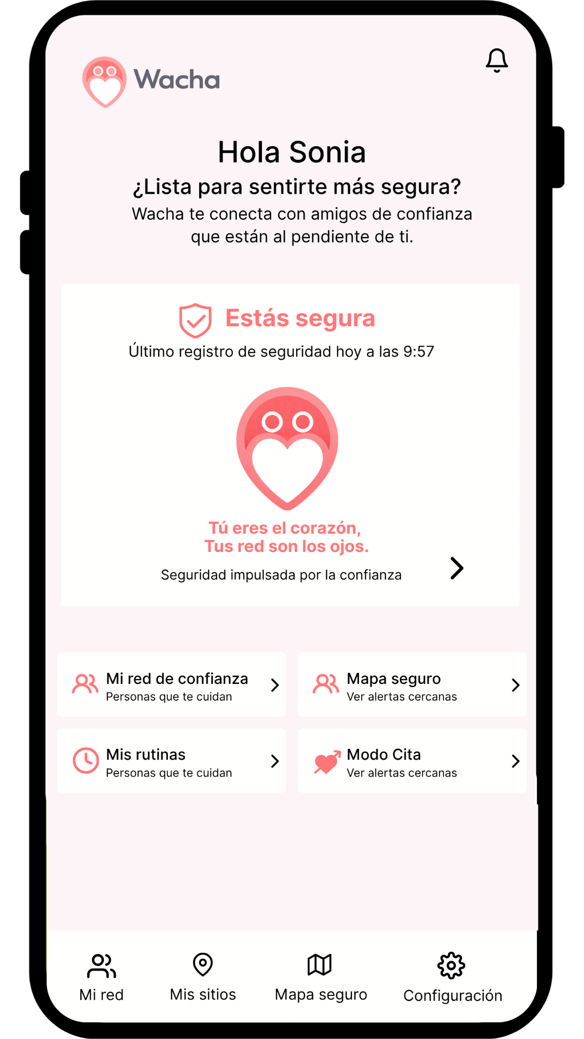 Pantalla inicio Wacha